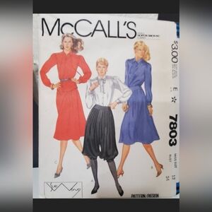 McCall's 7803 1980s Dress Sewing Pattern